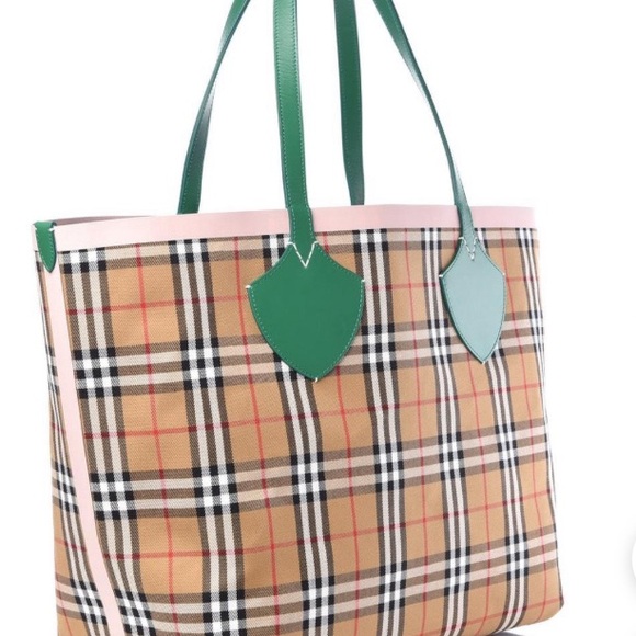 Authentic Pink and Green Burberry Giant Tote NWT - Picture 2 of 2
